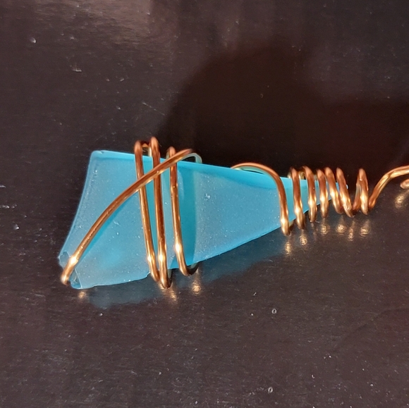 Blue Sea Glass Necklace - Picture 5 of 7